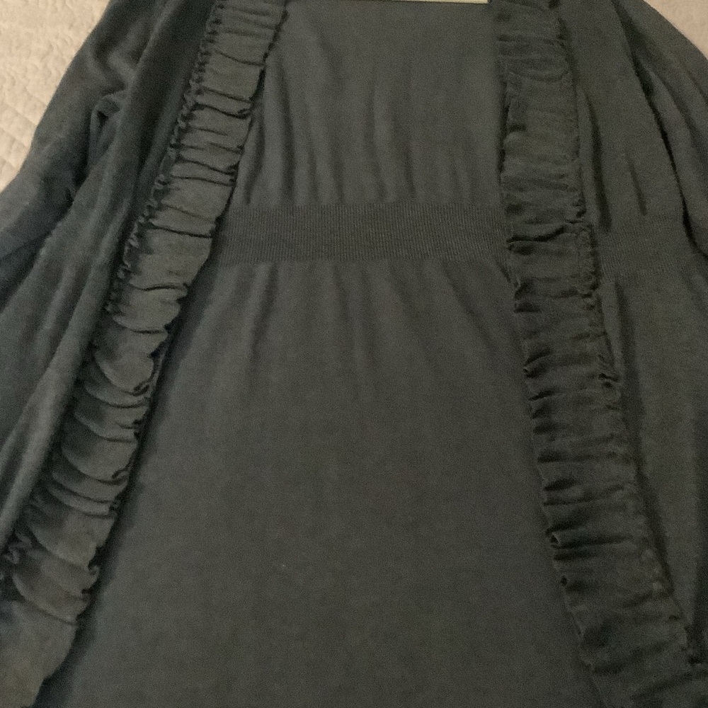 Style & Co. Charcoal Ruffled Cardigan - Picture 5 of 6